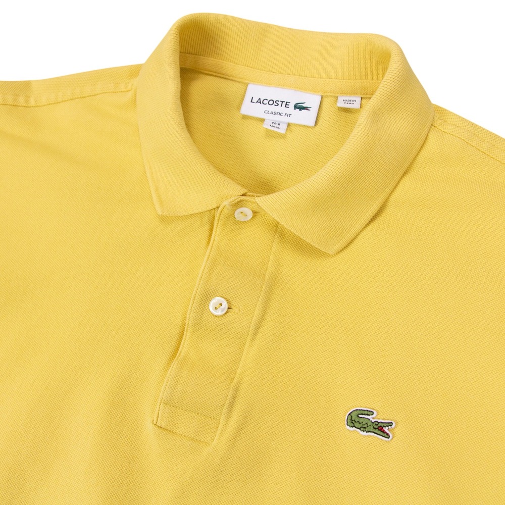 Lacoste Classic Fit Yellow Pique Polo Shirt Mens XL FR 6 L1212 Short Sleeve